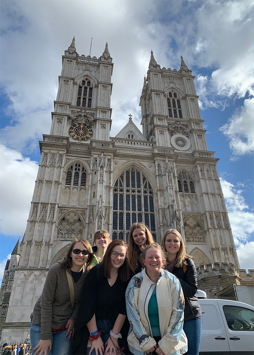 Penn State Wilkes-Barre honors students standing in front of Westminster Abbey